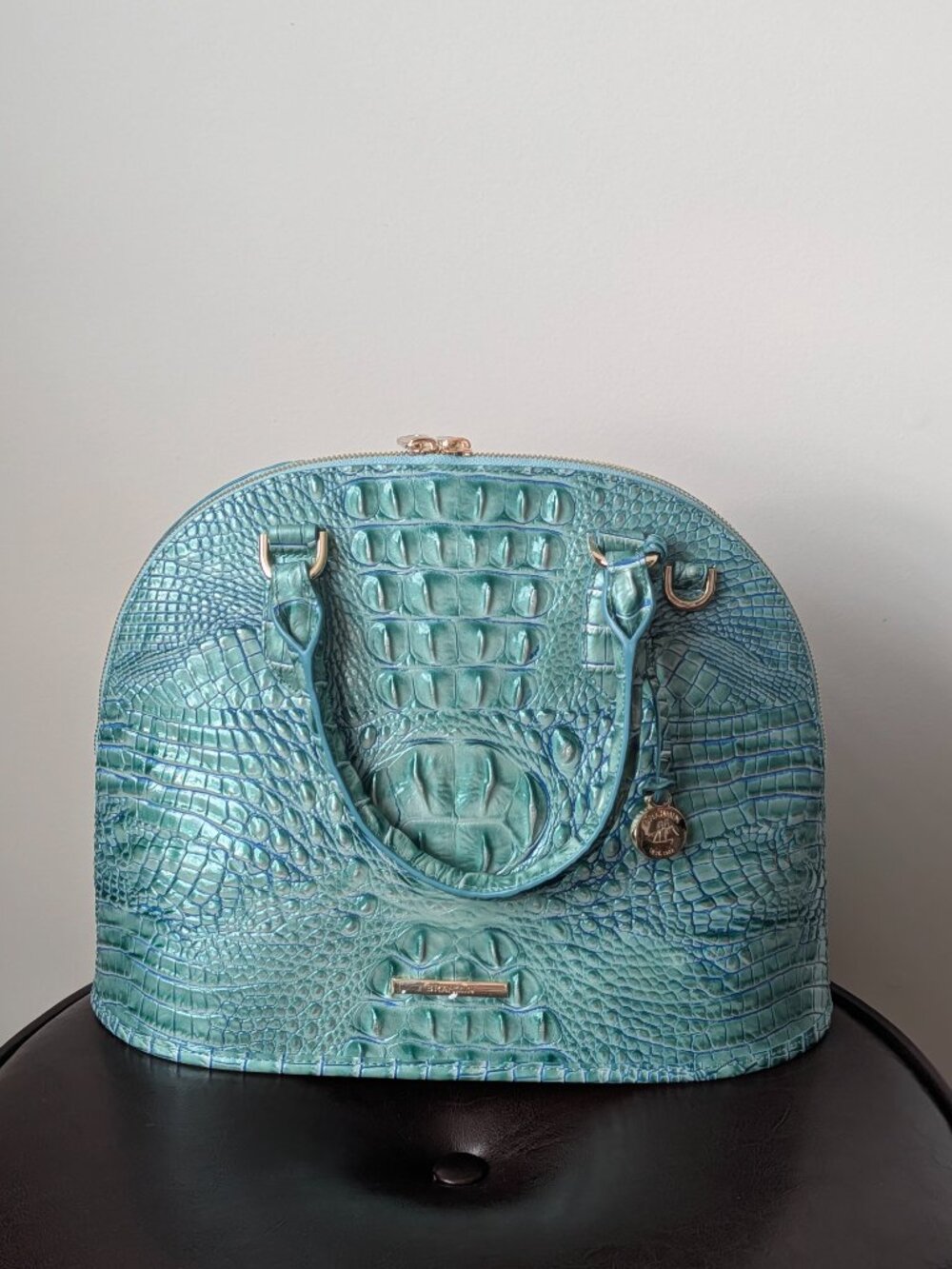Brahmin Georgina Seafoam Melbourne Satchel Bag Genuine Leather Structured Tote - Picture 3 of 10